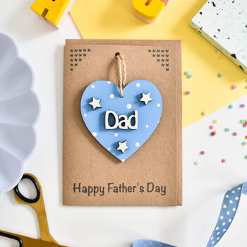 Personalised Father's Day Dad Grandad Blue Heart Card, 2 of 2