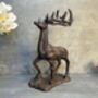 33cm Heavy Cast Iron Deer Figurine Standing Stag On Plinth, thumbnail 3 of 9