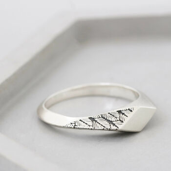 Engraved Sterling Silver Diamond Signet Ring, 6 of 12