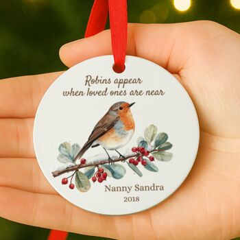 Robins Appear Personalised Memorial Ornament, 2 of 2