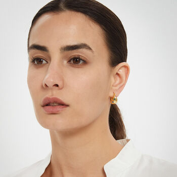 Rainbow Sapphire Dome Hoop Earrings, 3 of 7