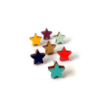 Wooden Star Earrings, 6 of 8