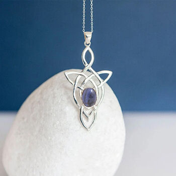 Genuine Iolite Celtic Knot Necklace In Sterling Silver, 2 of 10