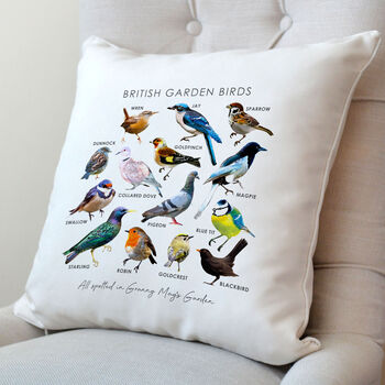 Personalised British Garden Birds Cream Cushion, 3 of 3