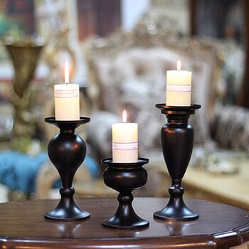 Set Of Three Metal Pillar Candle Holders Stand, 3 of 5