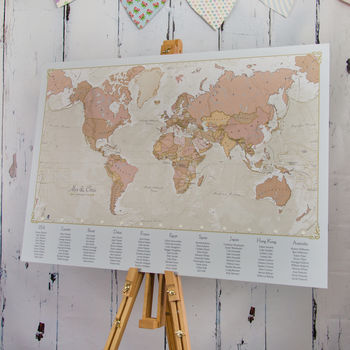 Antique World Map Wedding Table Plan, 2 of 4