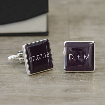 Personalised Initials And Date Wedding Cufflinks, 2 of 4