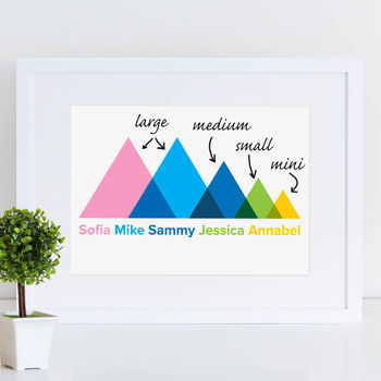 Scandi Mountain Peak Personalised Family Print, 5 of 8