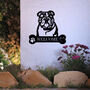 Customisable Bulldog Welcome Metal Wall Art Sign For Home And Garden Decor, thumbnail 1 of 11