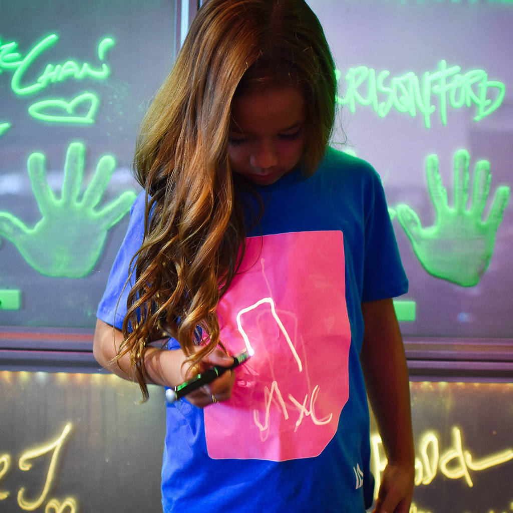 Children's Interactive Glow T Shirt In Blue And Peach, 1 of 5