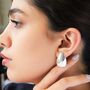 Large Teardrop Petal Sterling Silver Stud Earrings, thumbnail 1 of 9