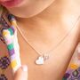 Heart Charm And Birthstone Personalised Name Necklace, thumbnail 2 of 10
