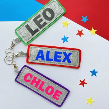 Personalised Glitter Bag Tag Keyring Choose Any Name, 2 of 10