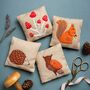 Linen Lavender Bags Embroidery Kit Woodland, thumbnail 1 of 6