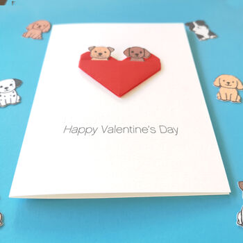 Personalised Dog Valentine's Day Origami Heart Card, 5 of 9