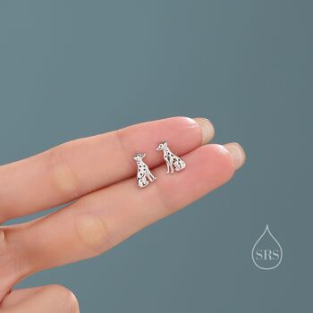Tiny Dalmatian Dog Stud Earrings In Sterling Silver, 6 of 12