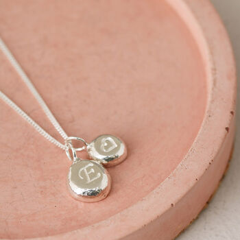 Small Initial Pebble Necklace. Recycled Sterling Silver, 6 of 11