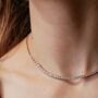 Sterling Silver Gold Plated Cz Tennis Curb Necklace, thumbnail 1 of 7