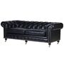 Black Leather Three Seater Chesterfield Sofa, thumbnail 1 of 3