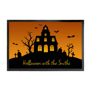 Personalised Halloween Spooky House Indoor Doormat, 3 of 4