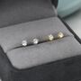 Sterling Silver Tiny Three Prong Cz Stud Earrings, thumbnail 1 of 12