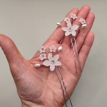 Pearl Flower Bridal Hair Pins Set Of Two, 4 of 12