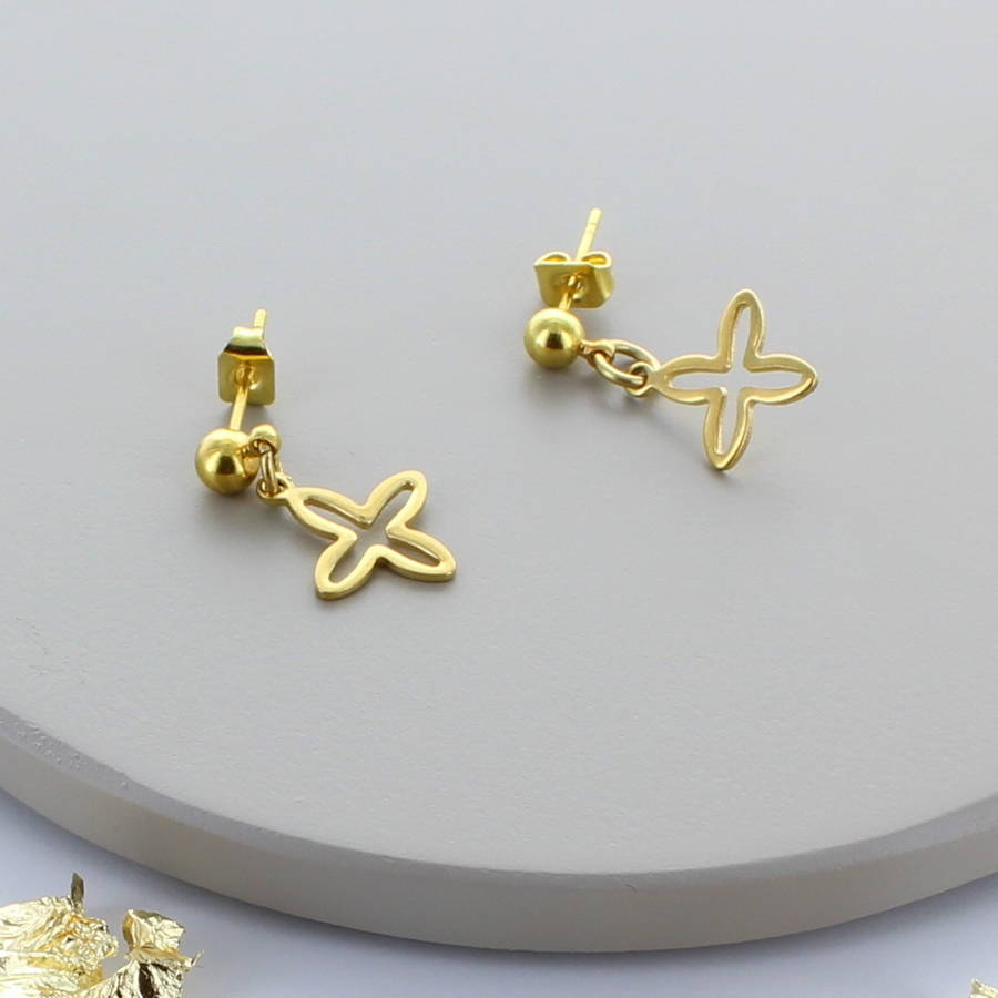 Gold Hollow Cross Earrings By Francesca Rossi Designs