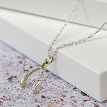 Sterling Silver Wishbone Necklace, 2 of 7