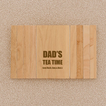 Personalised Wooden Flexible Sofa Tray Tea Time Birthday Father's Day, 3 of 3