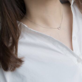 Sterling Silver Crystal Circle Pendant Necklace, 2 of 6