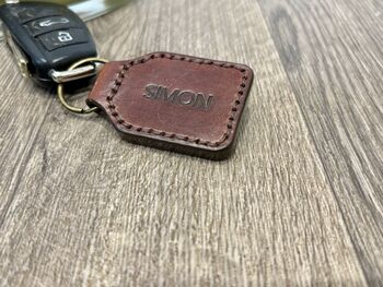 Personalised Brown Leather Key Fob, 3 of 8