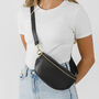 Black Soft Italian Leather Bum Bag, thumbnail 4 of 10