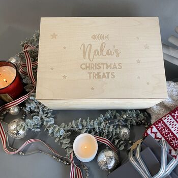 Personalised Family Luxury Pine Christmas Eve Box, 12 of 12