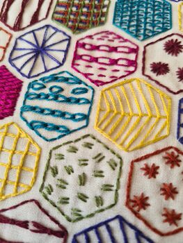 Hexagon Sampler Learn 20 Stitches Pdf Digital Product, 2 of 6