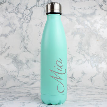 Personalised Mint Green Metal Insulated Drinks Bottle, 5 of 6