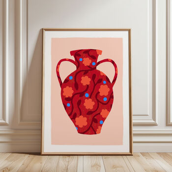 Patterned Red Vase Art Print, 2 of 5