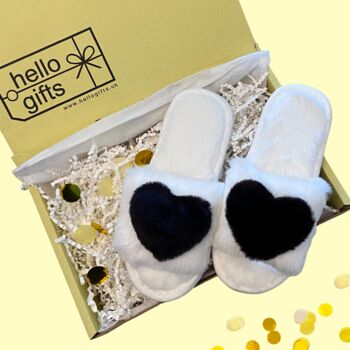 Fluffy Heart Slippers In Giftbox Pink, 4 of 6