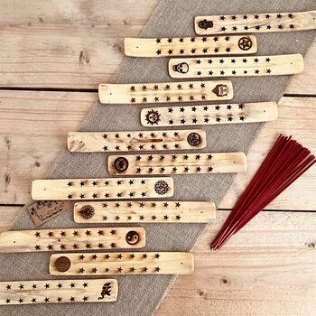 Handmade Wooden Incense Holder Boho Engraved Design, 3 of 12