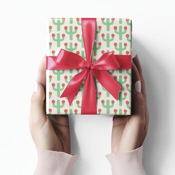 Vibrant Cactus Flower Wrapping Paper – Perfect For Teen Birthdays, 3 of 8