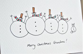 Personlised Snowman Family Handmade Card, 5 of 7