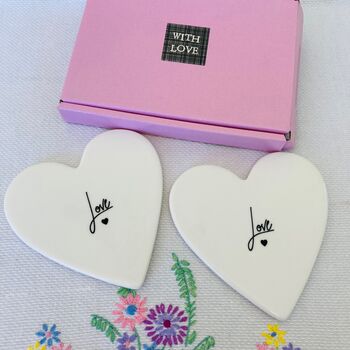 Pair Of Ceramic Love Coasters ~ Boxed, 2 of 6
