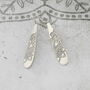 Mehndi Pattern Long Slim Earrings In Sterling Silver, thumbnail 2 of 3