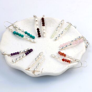 Mismatched Sterling Silver And Precious Stone Drop Earrings, 6 of 9