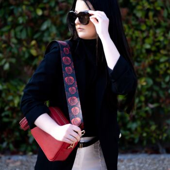 Gothic Red Rose Bag Strap | Extra Long Crossbody Replacement Bag Strap, 2 of 6