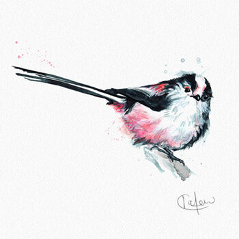 Inky Long Tailed Tit Illustration Print, 11 of 11