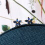 Gift Bag Happy Birthday Blue Crystal Flower Earrings, thumbnail 2 of 5