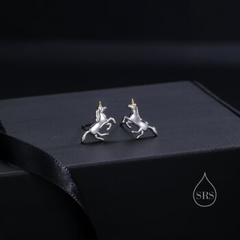 Unicorn Stud Earrings In Sterling Silver, 2 of 11