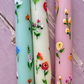 Hand Painted Bright Summer Floral Candles, 2 of 3