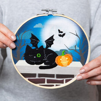 Black Cat Halloween Embroidery Beginners Kit, 2 of 7