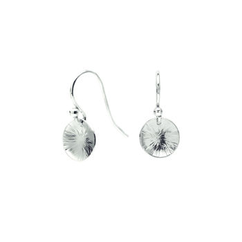 Silver Hammered Disc Drop Earrings, 2 of 5